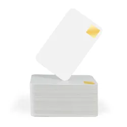 Plain White PVC Cards with Gold Holopatch - Pack of 100 Plain White PVC Cards with Gold Holopatch - Pack of 100