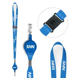 15mm Pre-Printed NHS Lanyard with Double Breakaway and Badge Reel (Pack of 100) 15mm Pre-Printed NHS Lanyard with Double Breakaway and Badge Reel (Pack of 100)