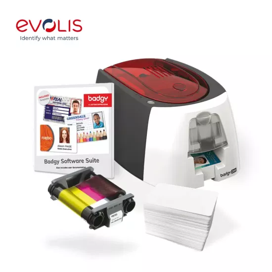 Evolis Badgy 200 ID Card Printer Bundle