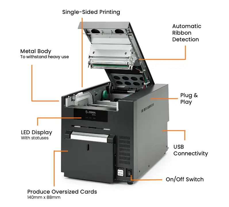 Zebra ZC10L Large Format ID Card Printer (Single-Sided) with USB