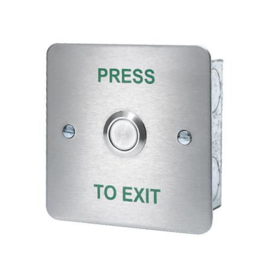 ICS Flush mount stainless steel exit button - PRESS TO EXIT - DRB002F-PTE