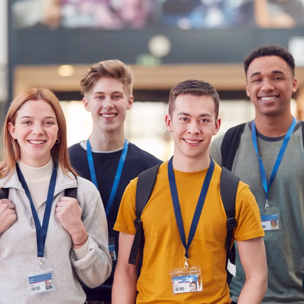 College Students Wearing Lanyards and ID Cards