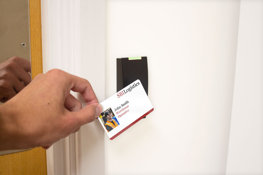  Person swiping eco access control card