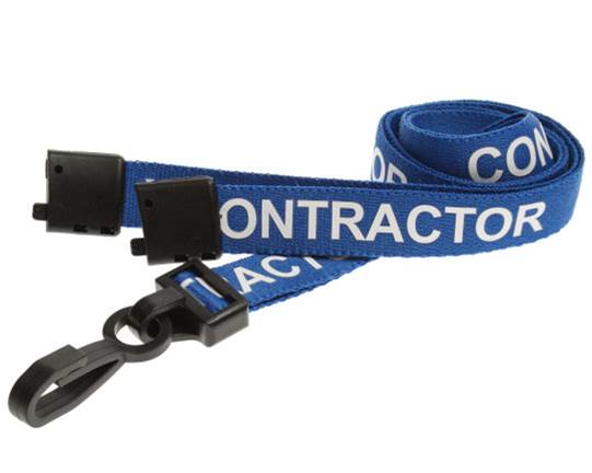 An image of 15mm Pre-printed CONTRACTOR Lanyard with Black Plastic Clip - pack of 100